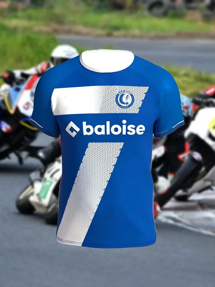 

3D Printed Racing Track Series Short Sleeve T-Shirt for Men - Trendy Brand, Quick-Drying and Breathable, Made of Polyester for S