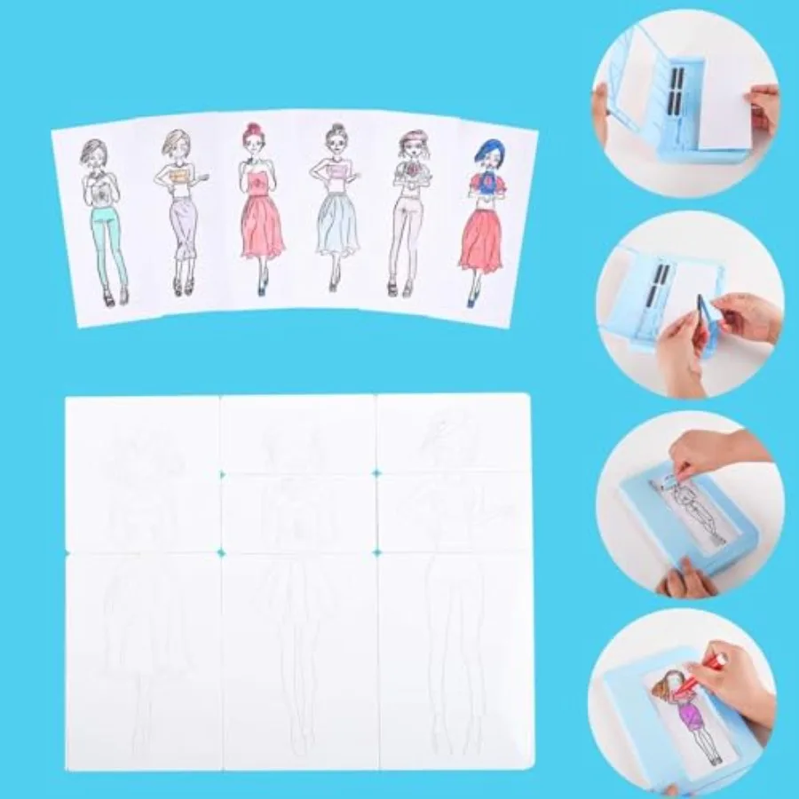 Kit de dibujo de diseño de moda con 15 platos para frotar de doble cara, juego de arte con textura, incluye crayones, lápices de colores, marco de papel Cr