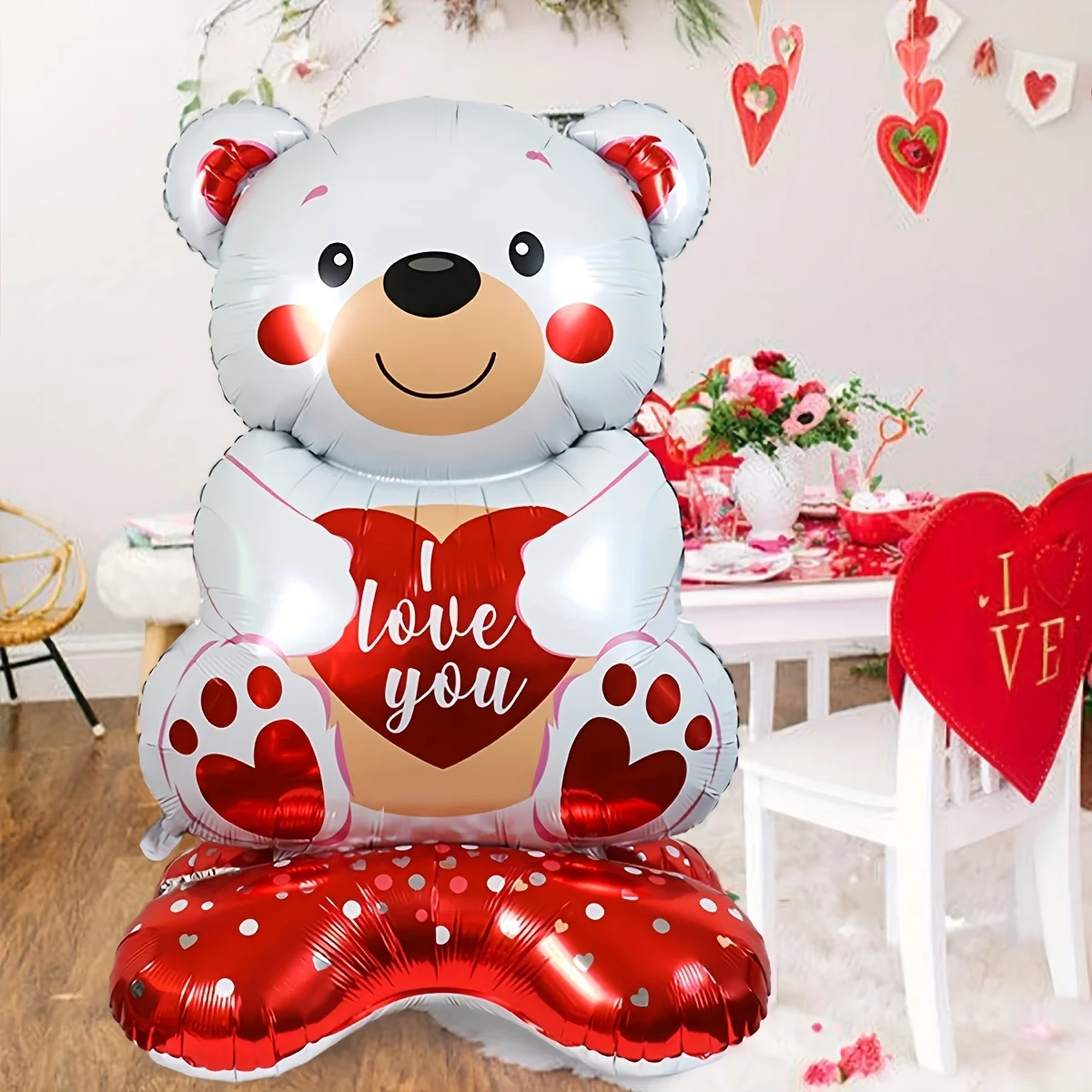 Valentine's Day Decor Giant 40inch Teddy Bear Balloon,Valentine's Day Banner,Love Heart Balloon,Wedding,Bridal Shower Decoration