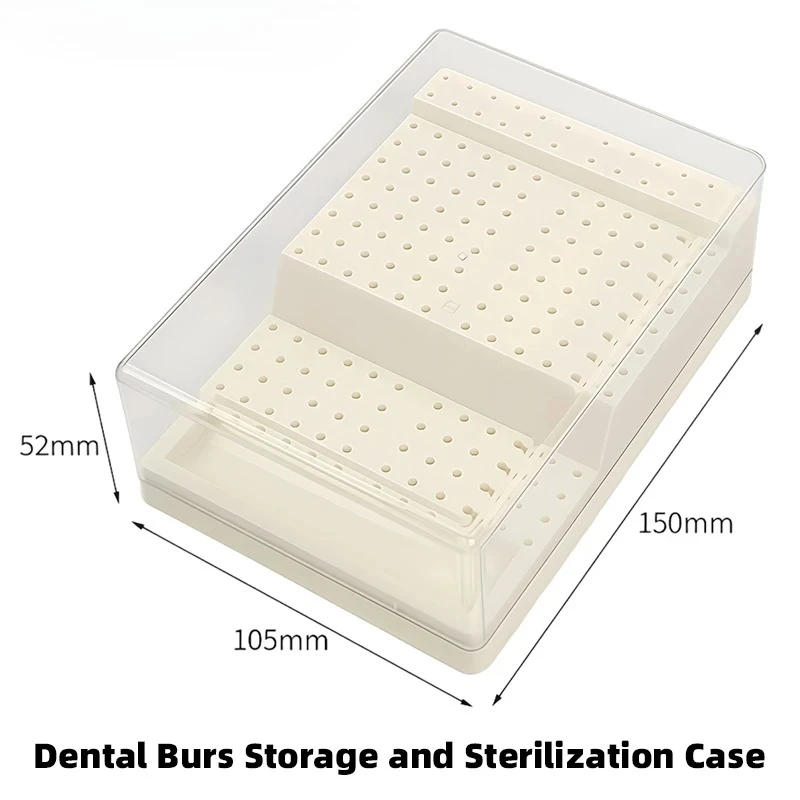 1Pcs 168-Hole Rectangular Dental Bur Holder, High-Temperature Sterilization Tray, Dental High-Speed/Low-Speed Instrument Holder