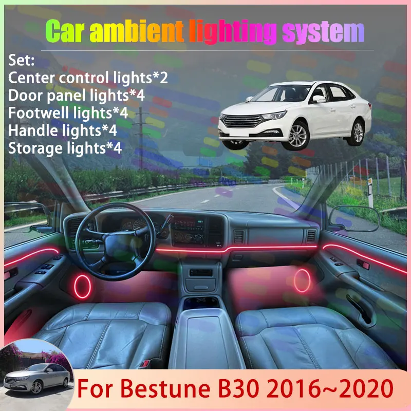 For Bestune B30 2016~2020 Besturn SiTech MEV100 2/24 in 1 Car Atmosphere Light Lamp RGB Shade Ensemble Streamer Atmosphere Set