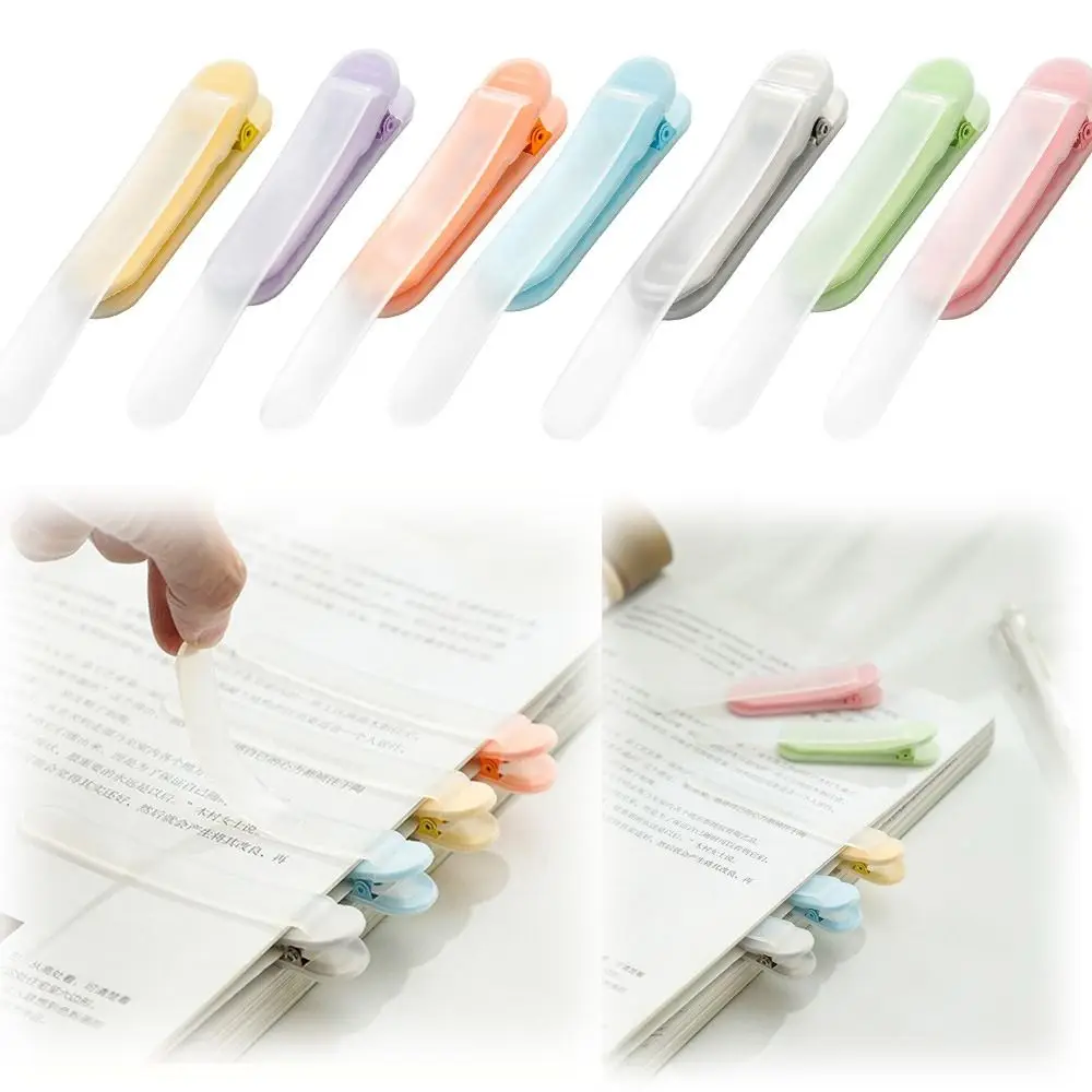 Transparent Automatic Bookmark Clip Portable Reusable Reading Marker Flexible Clip Soft Touch Silicone Book Clip