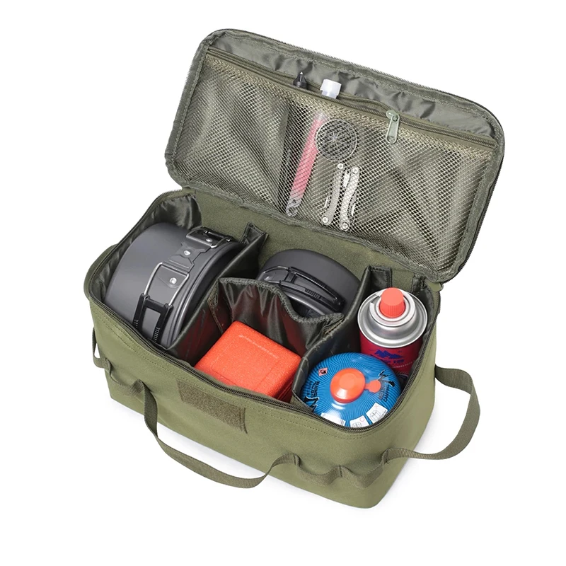 PACOONE Camping Portable Storage Bag Gas Tank Large Capacity Ground Nail Tool Bag Gas Canister Picnic Cookware Utensils Kit Bag