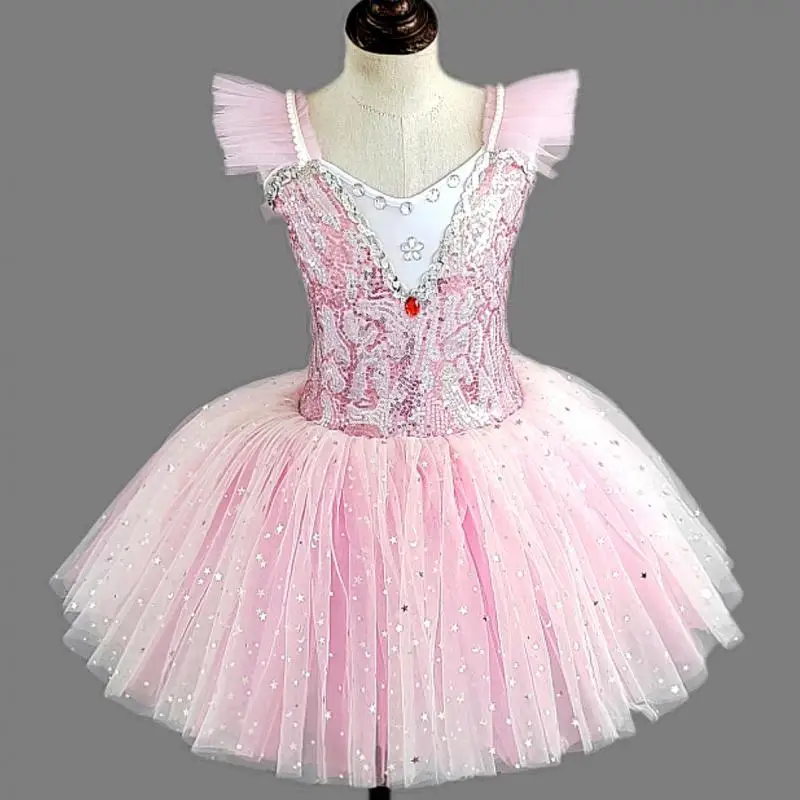 Robe longue en tulle pour filles, tutu de ballet professionnel, blanc fzBallet, danse de performance, costume de ballerine pour enfants