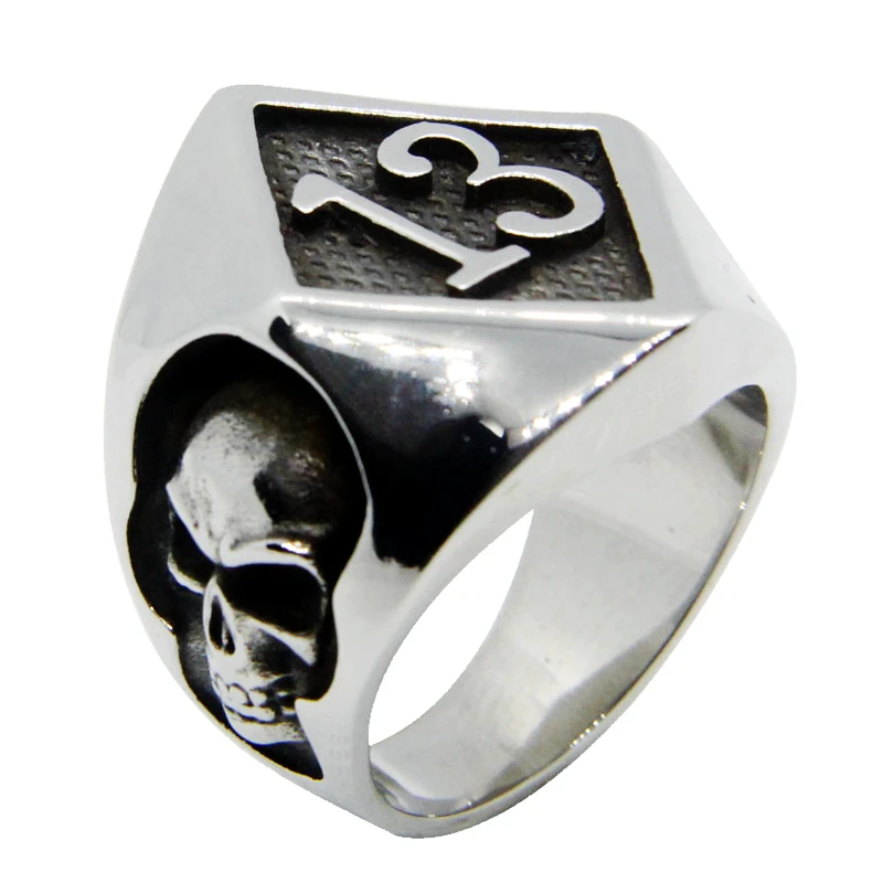 Size 7 to 13 Party Biker 13 Ring 316L Stainless steel Polishing Cool Huge Skull Retro Ring