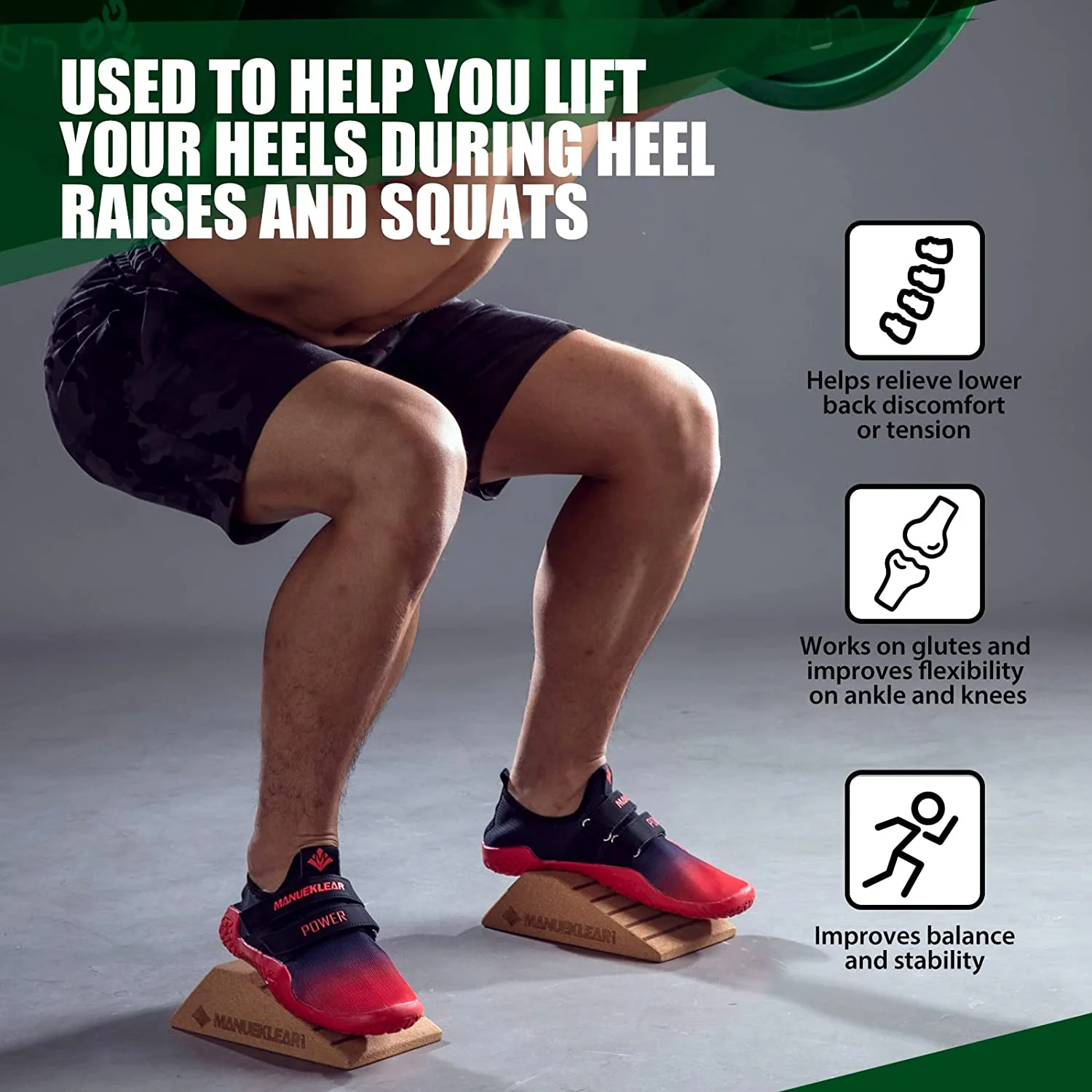 3 قطع من كتلة إسفين القرفصاء الفاخرة لتمدد العجل والقدم والأخيل والكاحل - مثالية للعلاج الطبيعي والتدريب