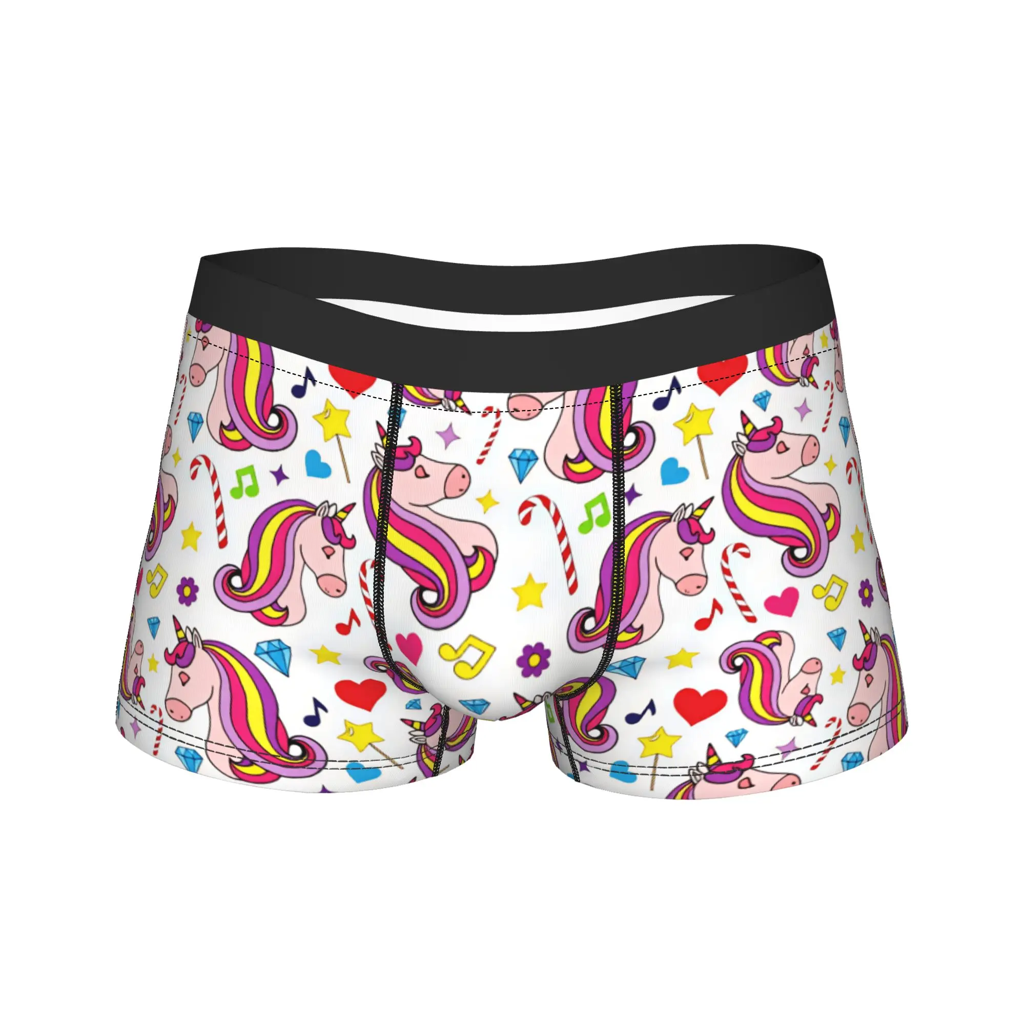Cute unicorn seamless patterns and magical doodle Underwear  Men Boxer Brief Elastic Boxershorts Quality Large Size Underpants