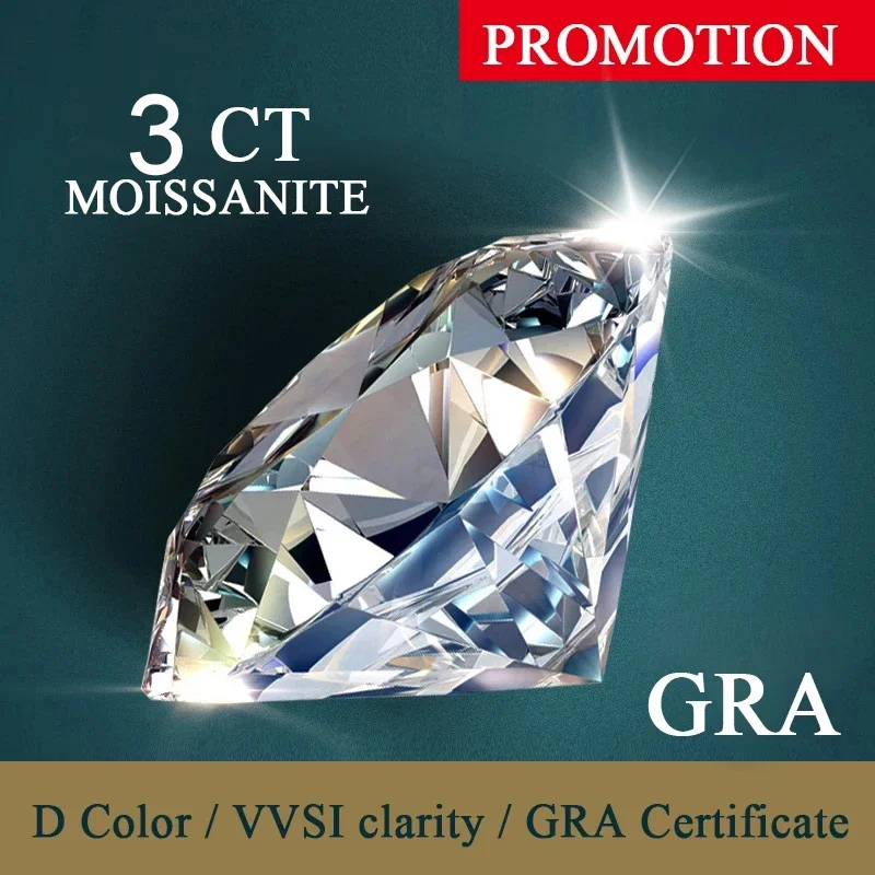 مويسانيتي قطع مستديرة رائعة 9 مللي متر 3CT VVS1 D اللون 100% الماس اختبار أحجار كريمة مفكوكة غرامة المجوهرات بالجملة