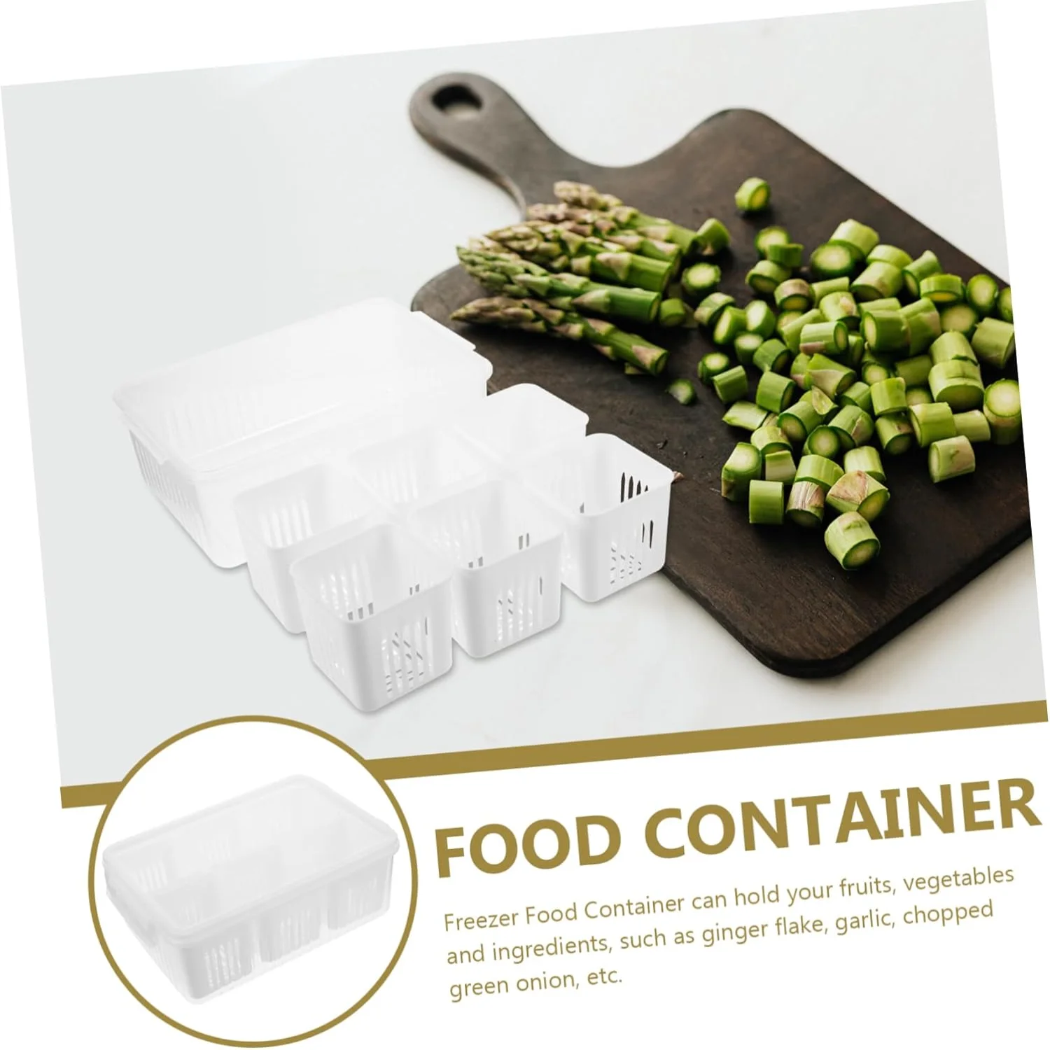 Food  Containers with  Airtight Veggie Containers for Refrigerator Produce Divided Veggie Tray Fridge Meal Containers Refrigerat