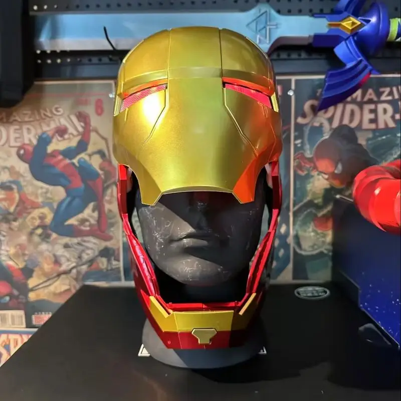

Строительный шлем Marvel Iron Man Mk5, носимая коллекционная игрушка со светоизлучающим и ручным отверстием/закрытием, подарок для мальчиков