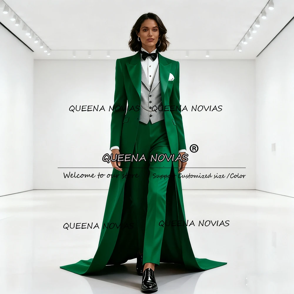 تصميم فريد من نوعه يناسب النساء 3 قطع مجموعات واحدة الصدر حفلة موسيقية الحلل مع قطار طويل مخصص العروس حفلة استقبال البدلات الرسمية