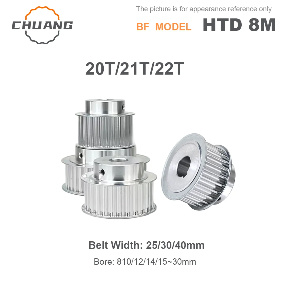 

20T/21T/22 Teeth HTD 8M Timing Pulley BF Type Synchronous Wheel Belt Width 25/30/40mm Bore: 8/10~15mm HTD 8M Timing Belt Pulley