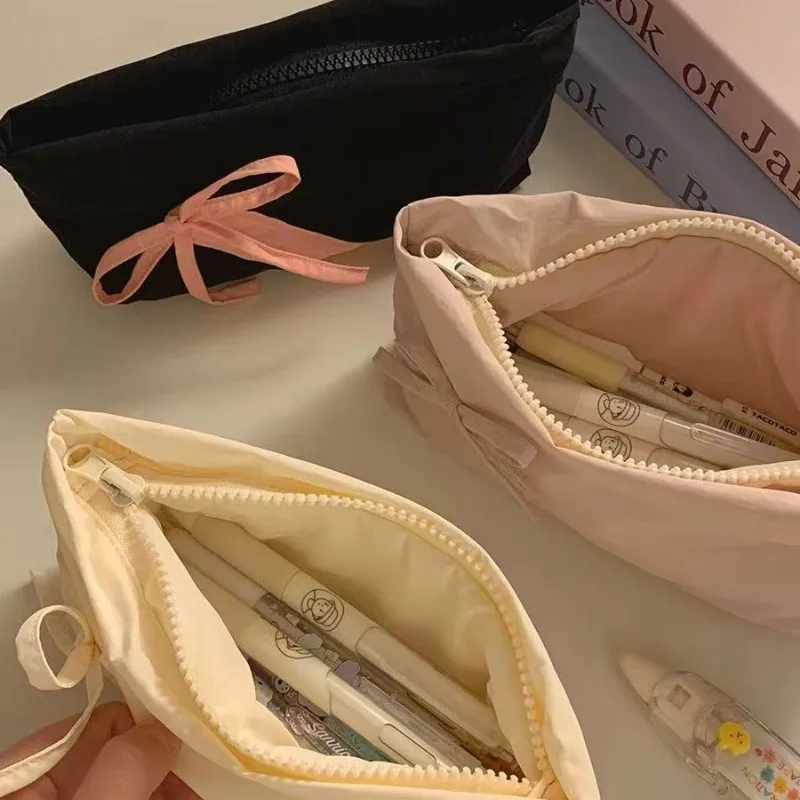1pcs Cute 3D Bow Pencil Bags Large-capacity Student Stationery Pencil Case Multi-functional Girl Storage Bag