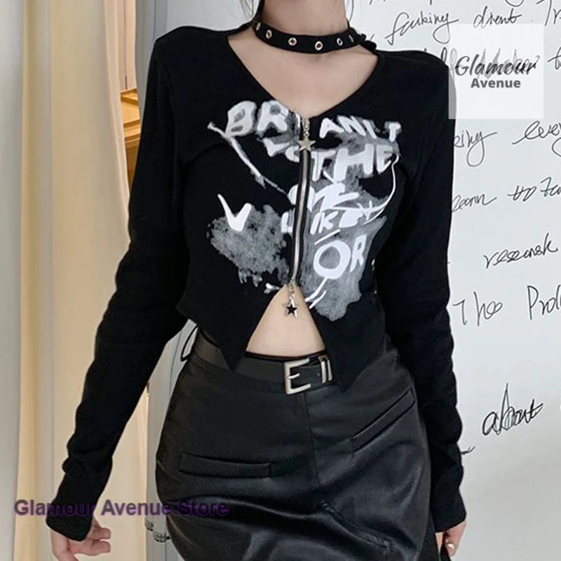 

Korean style spice girl short long sleeve T-shirt women's spring and autumn new slim versatile design bottoming shirt top.