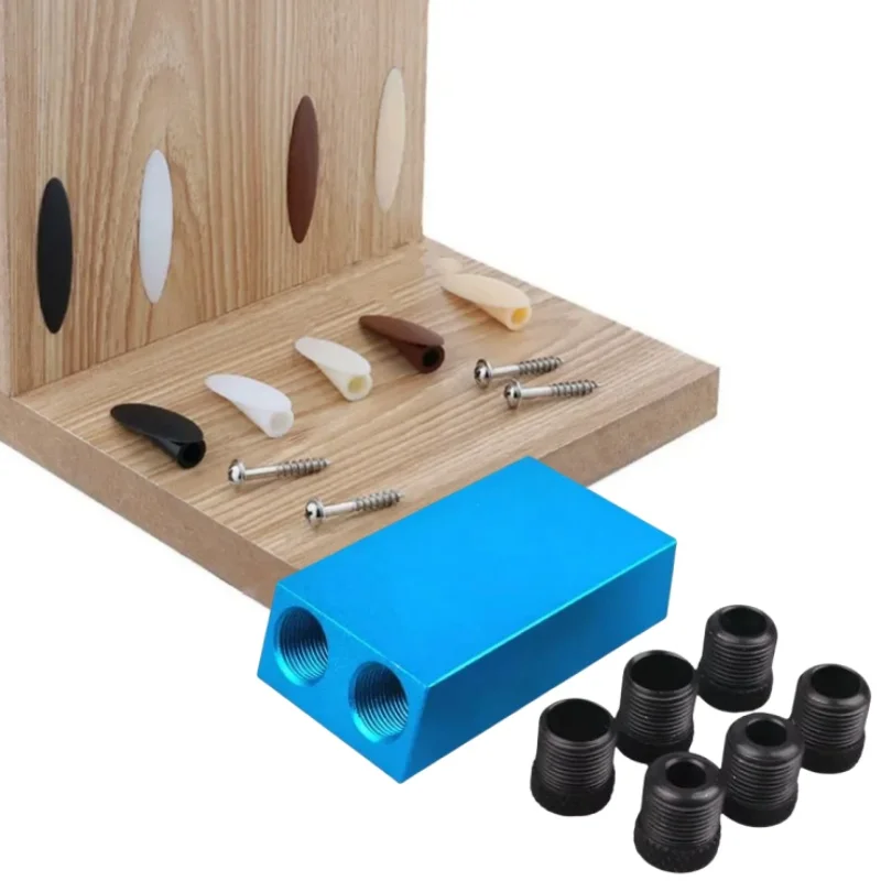 Foro tascabile Vite Jig Tassello Trapano Kit di strumenti per giunti per legno 6/8/10mm Set di guide per trapano ad angolo di 15 gradi Perforatrice Strumenti di carpenteria fai da te