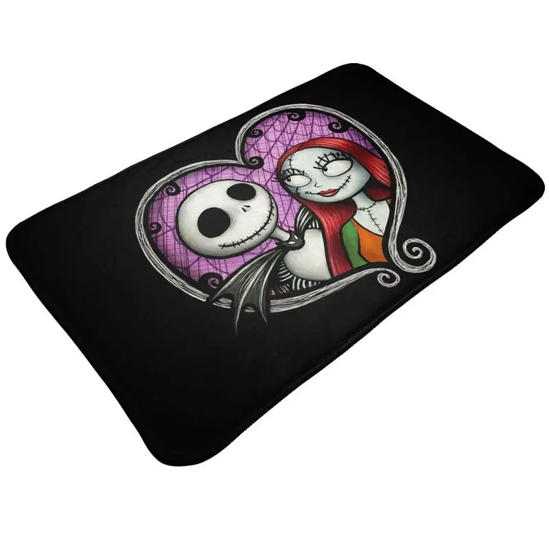 Custom Nightmare Before Christmas Front Floor Door Entrance Mats Indoor Jack Skellington And Sally Bathroom Room Carpet Rug