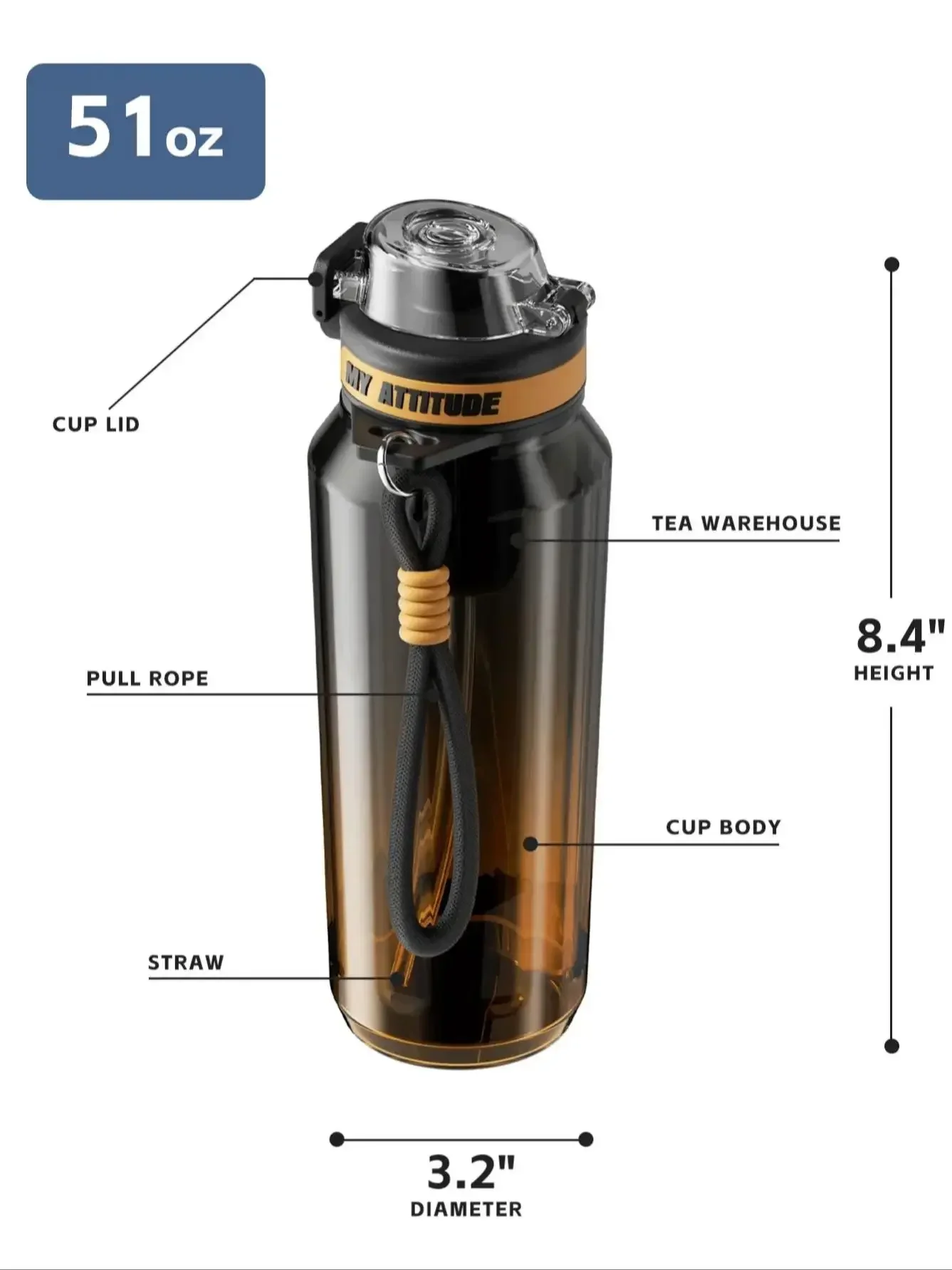 AliExpress nRMEi Nrmei Large Sport Plastic Water Bottle with Straw Travel Fitness Cold Hot Water Cup for Cycling Summer Student