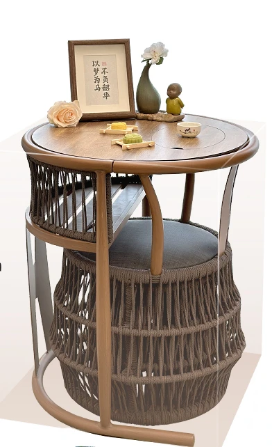 Small balcony tea table and chair combination for receiving coffee table