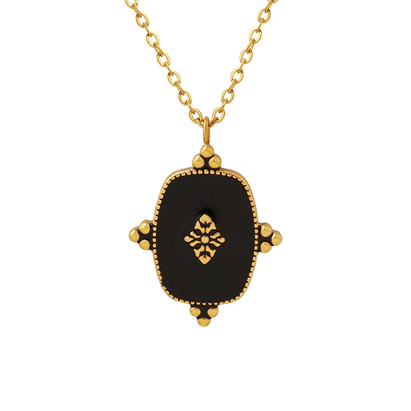 Vintage style black pendant necklace Women's clavicle chain gild jewelry