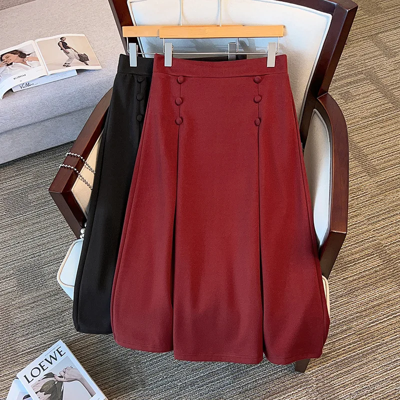 6XL 7XL 100/150kg casual Loose A-line Skirt Extra Large big size women clothing Half Large Wool Half Skirts