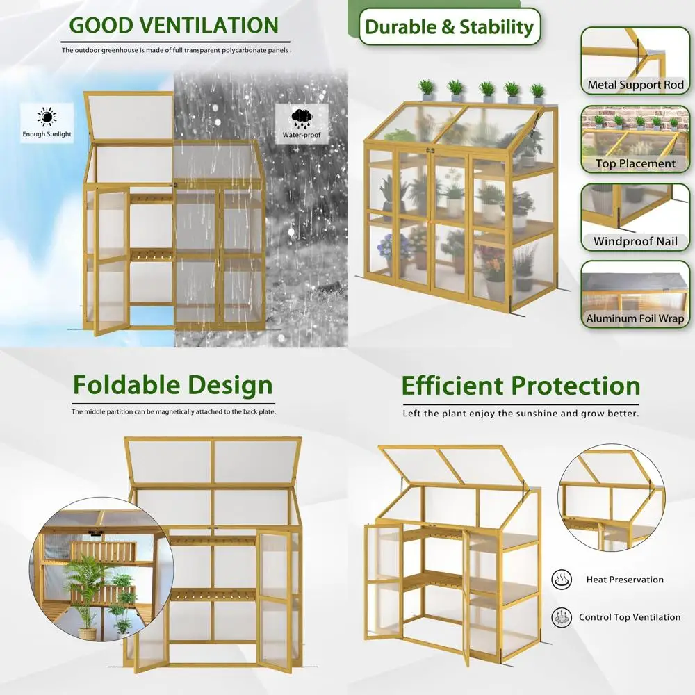 

Open-Roof Transparent Greenhouse for Indoor or Outdoor Gardening with Shelves