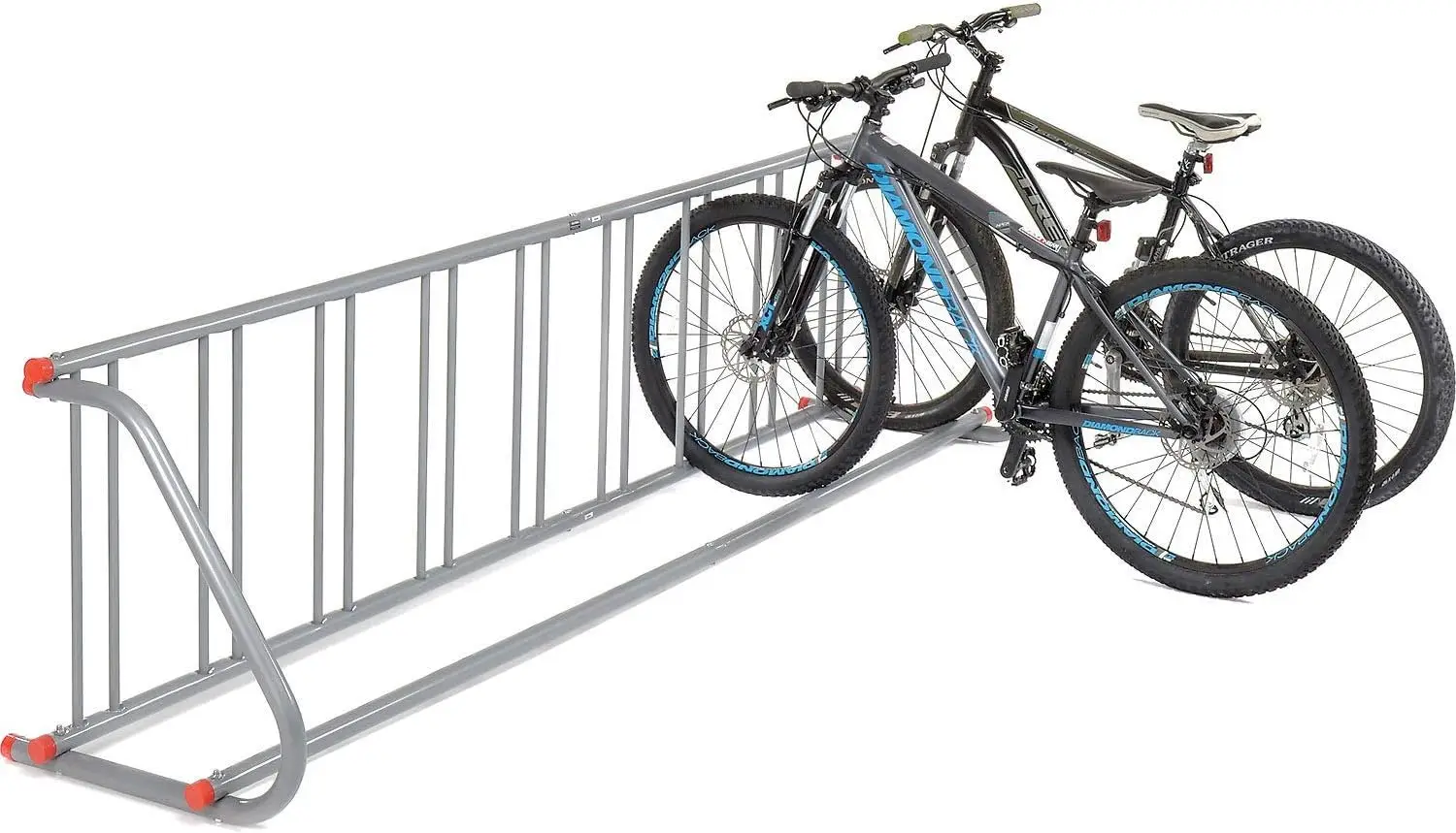 

Space-Saving Coat Rack with Nine Bike Slots and Grid Shelf, Powder Coated Steel