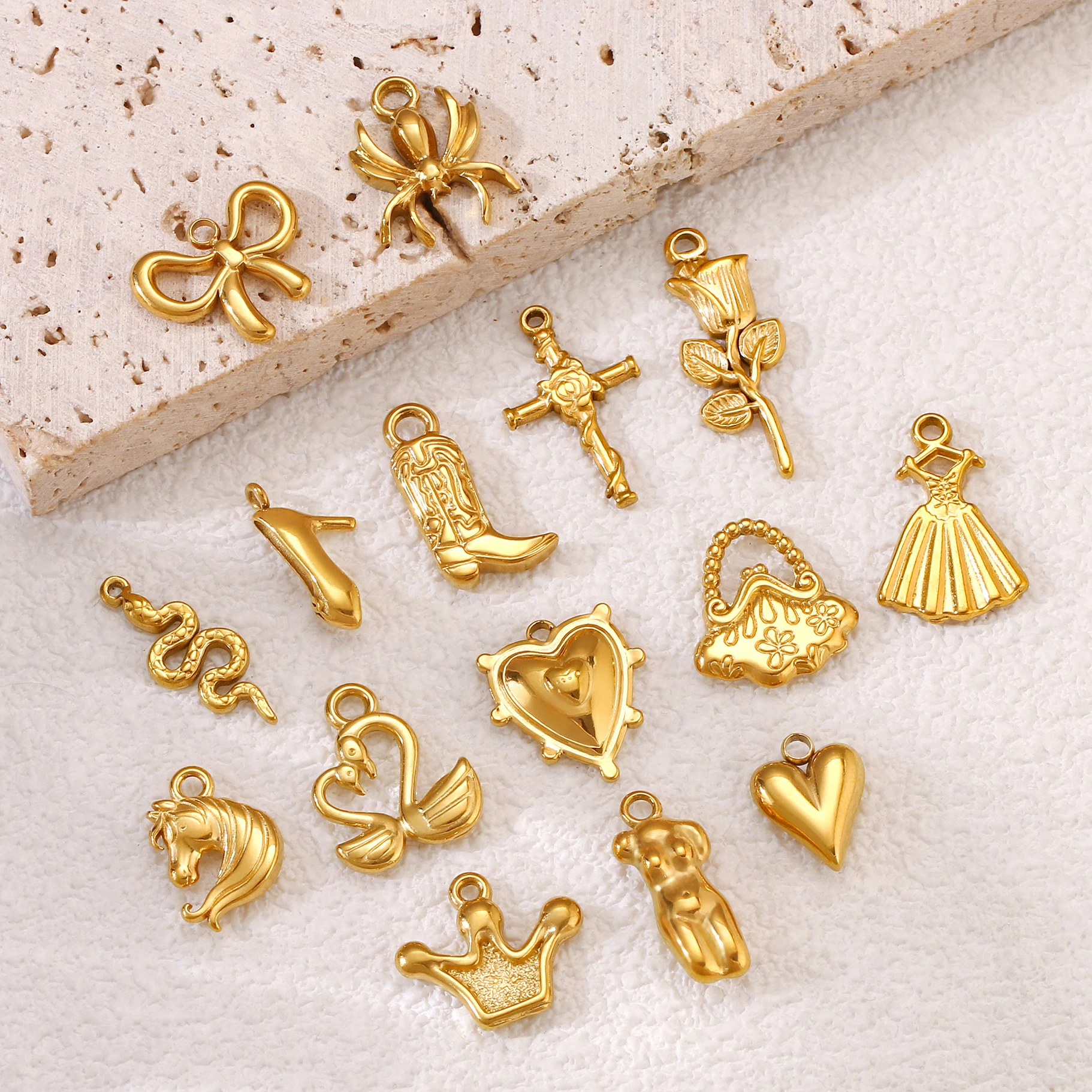 3Pcs Stainless Steel Cast Boot/Horse/Body Women‘s Charms Crafting Pendants for Jewelry Making DIY Necklace Bracelet Accessories