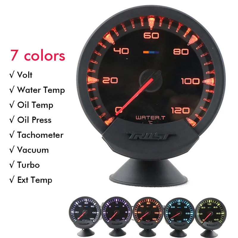 

GReddi Sirius Meter 7 Colors Car Gauge 74mm Boost Water Temp Oil Temp Oil Press RPM Speed Meter Fuel pressure with Metal Sensor