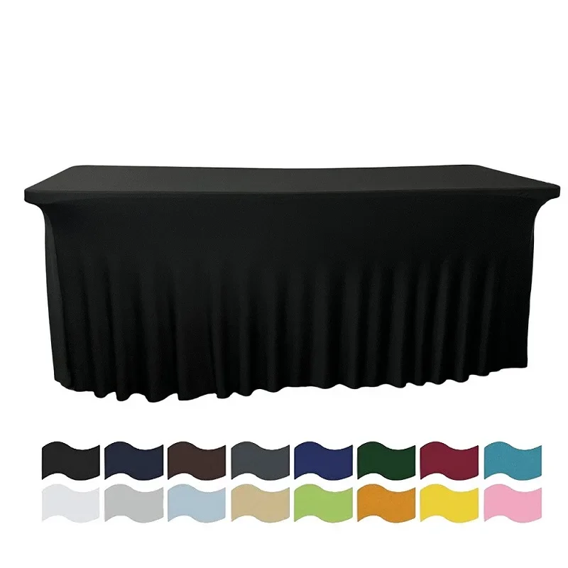 

Elastic Table Cover for Wedding Banquet, Table Skirt, Black and White Color, Spandex Tablecloth, Outdoor, Home Party, 6ft, 8ft