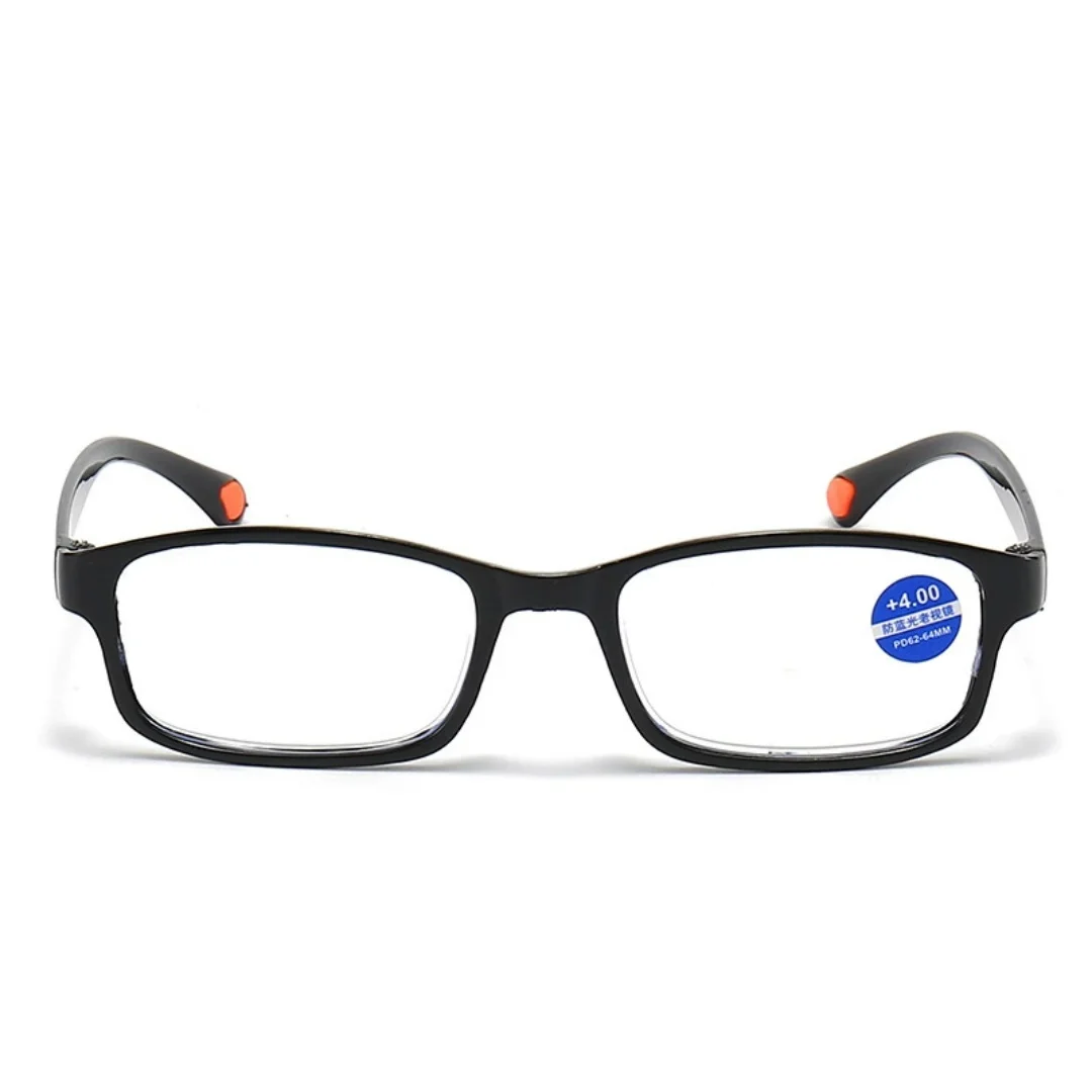 KLASSNUM Blue Light Blocking Reading Glasses with Lightweight PC Frame Rectangular Readers for Men and Women Eyeglasses Eyewear