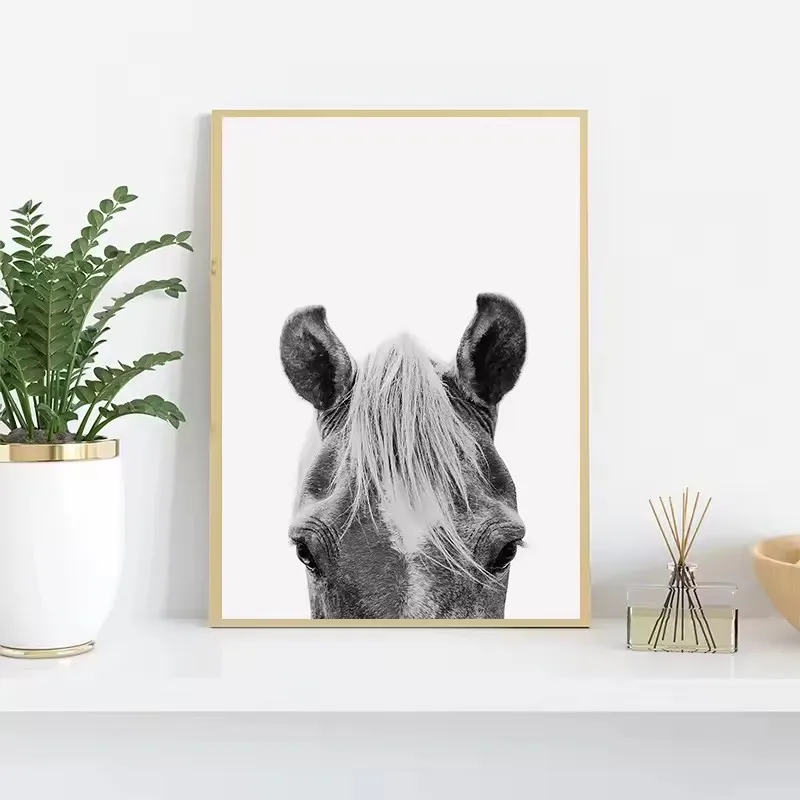 

Horse Portraits Farmhouse Art Print and Poster Black White Canvas Painting Animals Picture for Living Room Home Decor Cuadros