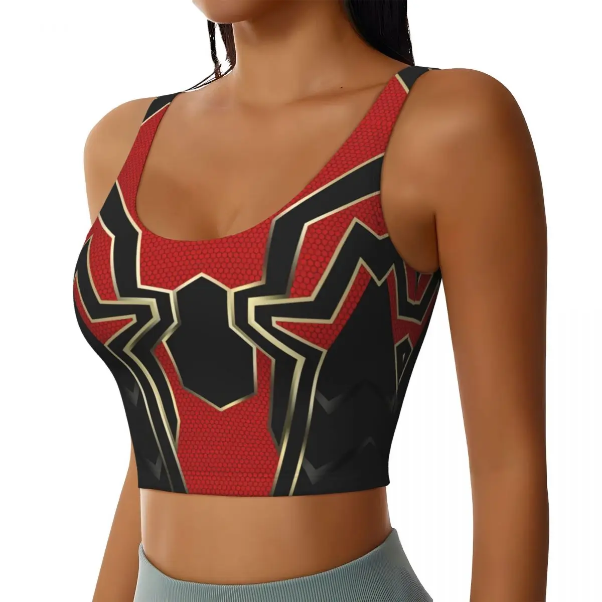 Custom Superhero High Impact Sports Bras Women Spider Man Seamless Workout Yoga Crop Tank Tops