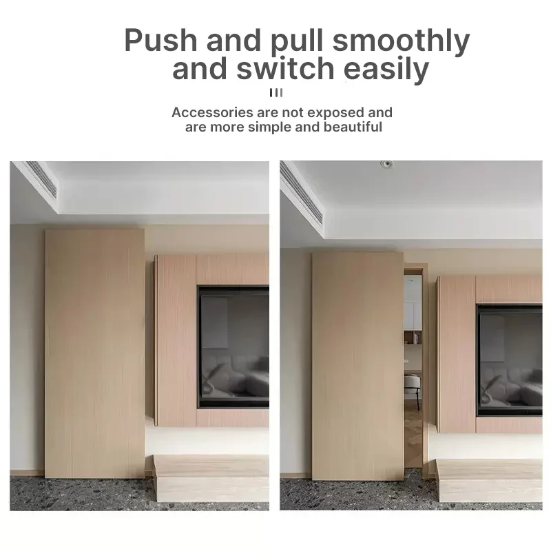 Hidden Wooden Door Ghost Door Track Hardware Sliding Door Slide Rail Kit 80kg Load Bearing, for Door Widths 700mm-1500mm