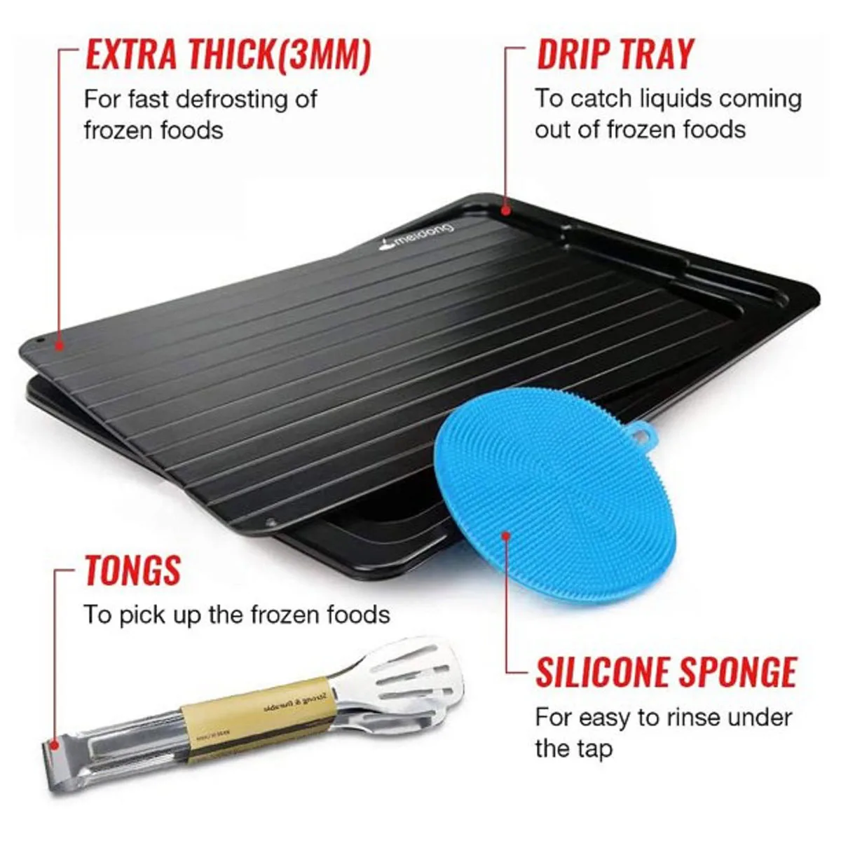 Fast Defrosting Tray Magic Metal Plate Defrosting Tray Safe Fast Thawing Frozen Meat Defrost Kitchen Tool