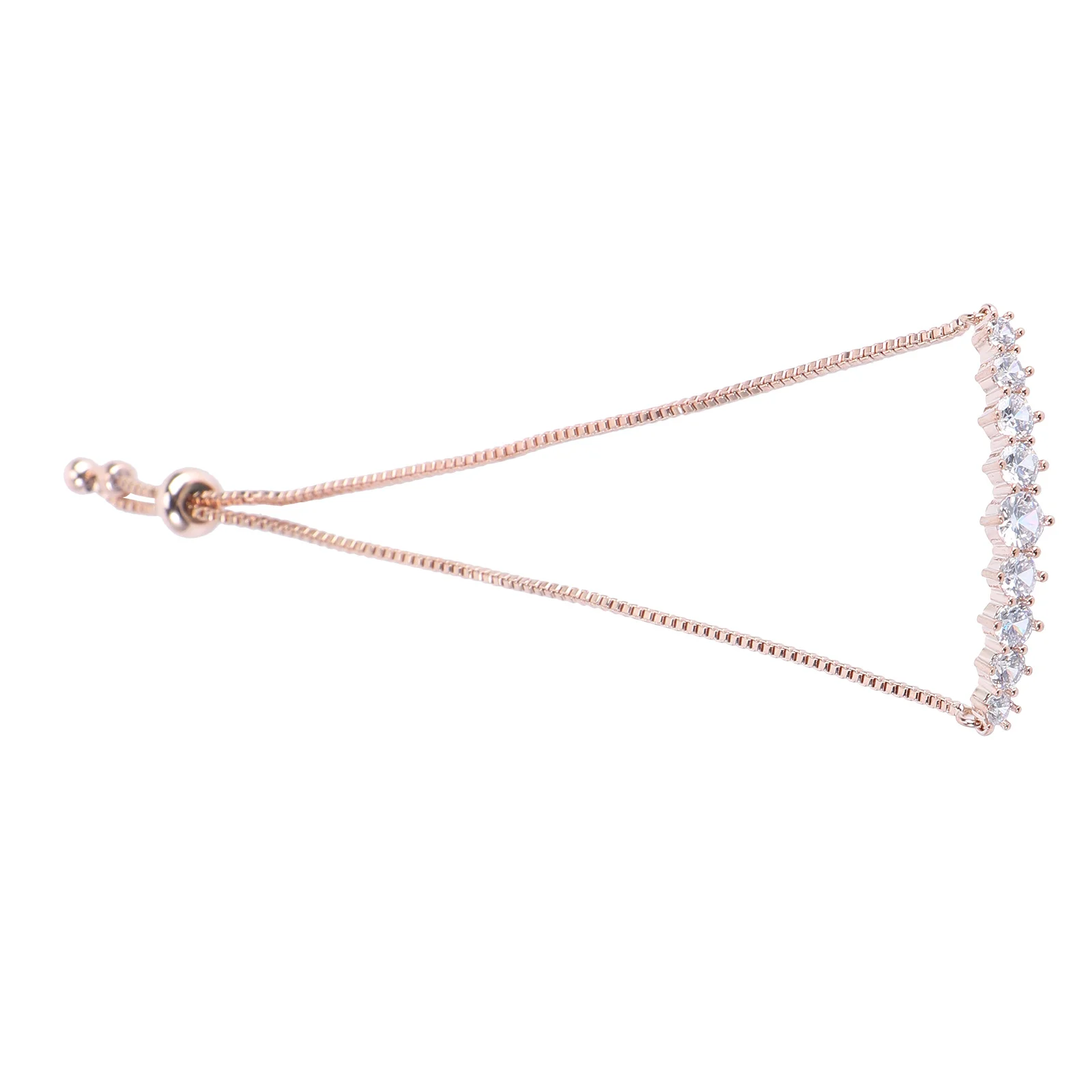 

1pc Small Round Rhinestone Bracelet Adjustable Alloy Women Hand Chain Rose Gold Jewelry For Birthday Anniversary Gift Adjustable