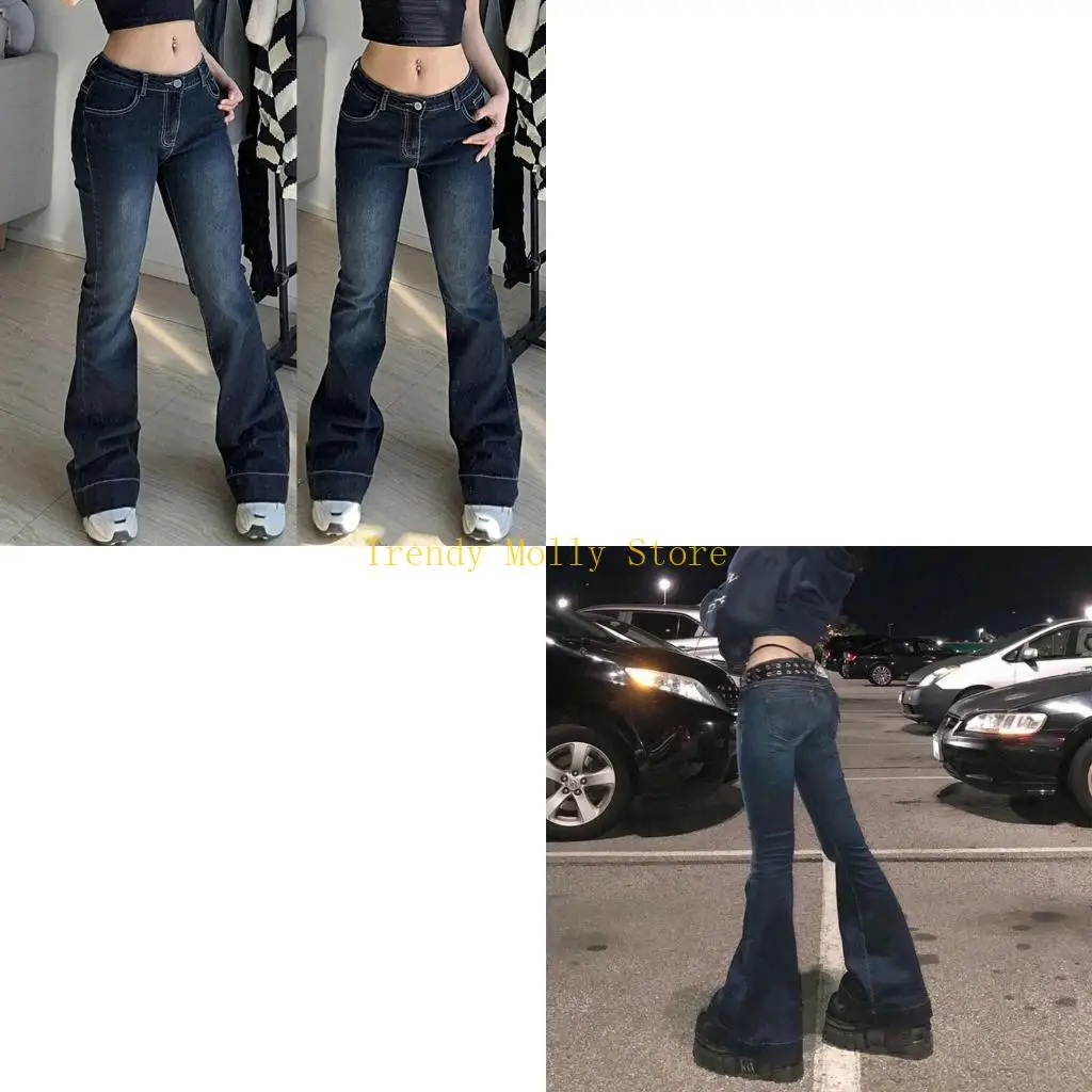 

Джинсовые брюки N5 кб для женщин -мама -подростки классические расклешенные джинсовые штаны повседневные джинсы с низкой талией.