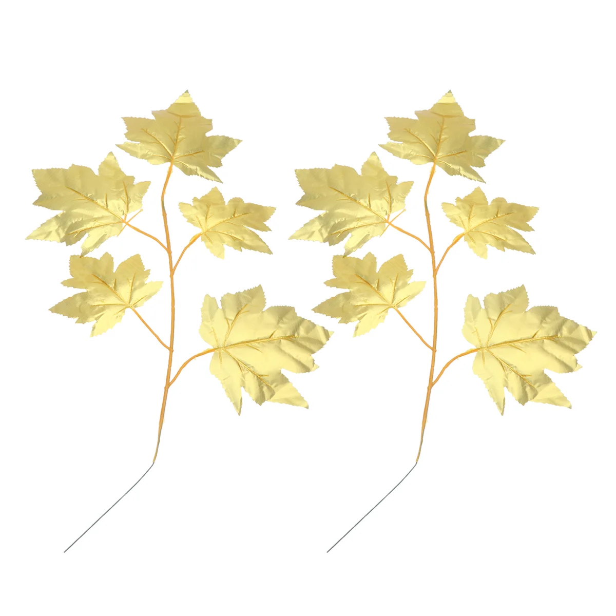 5 Pcs Artificial Autumn Maple Leave Gold Decor Leaves Decorate Fall Wedding Craft Material