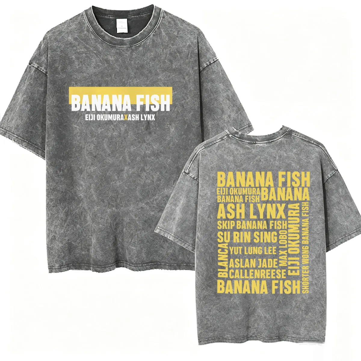 Anime Banana Fish Eiji Okumura Ash Lynx Vintage Washed T Shirts Men's Women Harajuku Clothing Fashion Oversized Cotton T-shirts view 2