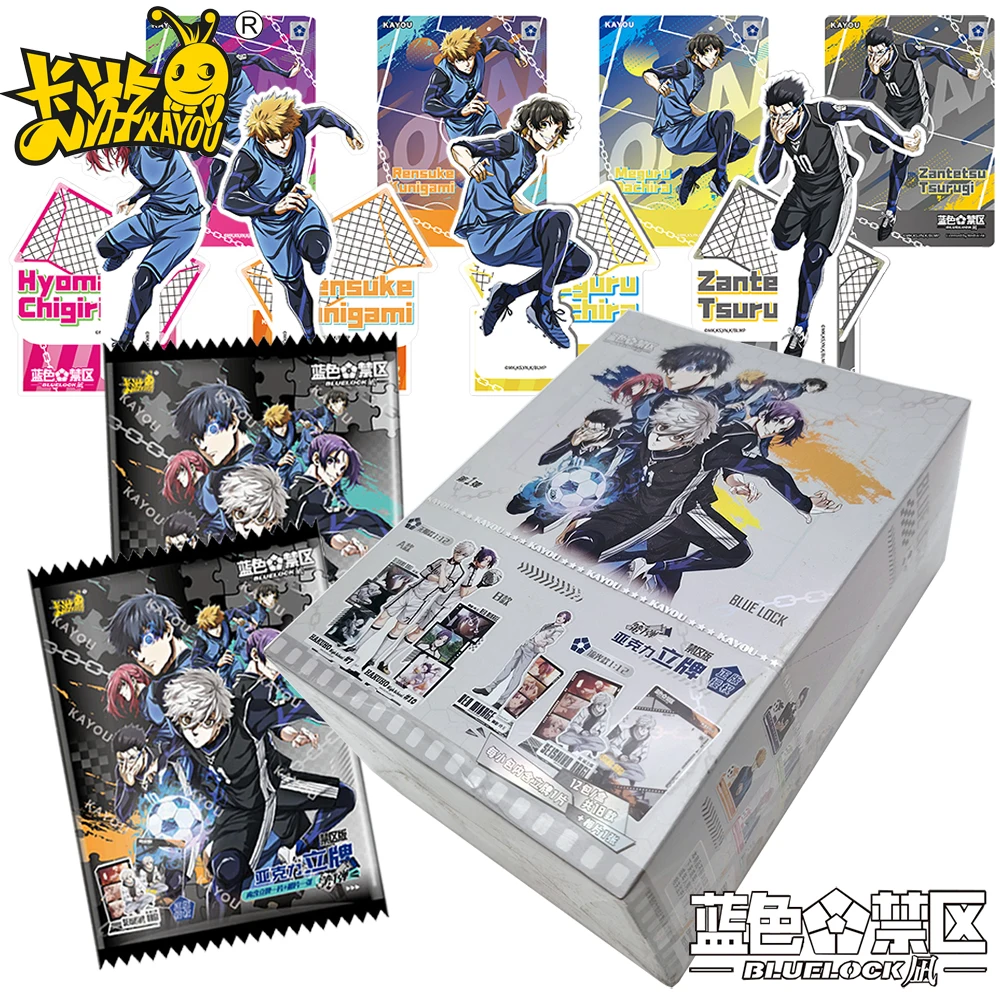 

New Official Kayou Blue Lock Collection Cards Hot Blooded Football Theme Anime Character Stand Figure Boys and Girls Love Toys