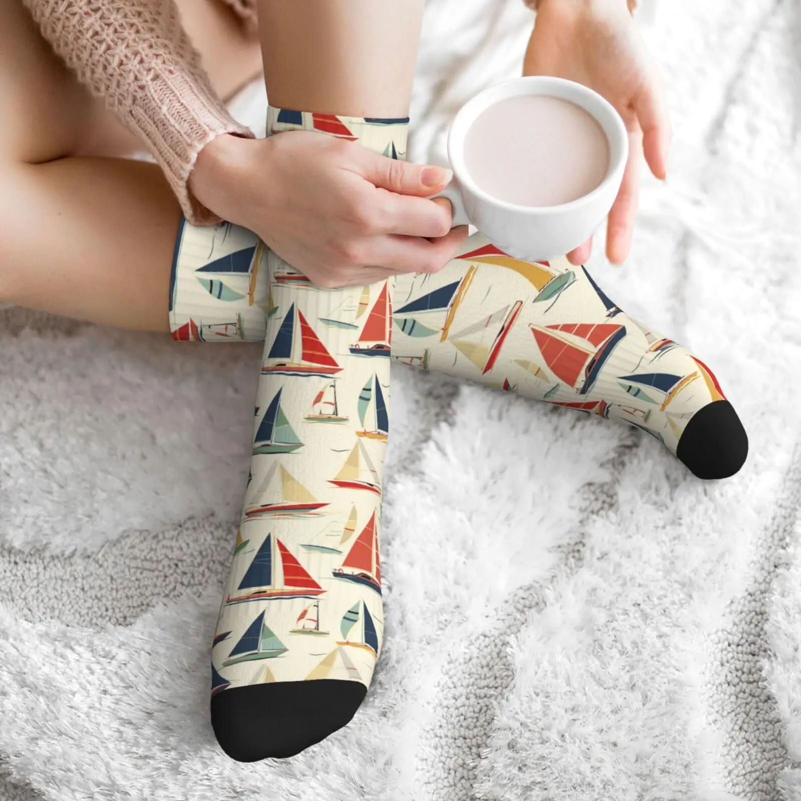 การ์ตูนเรือใบตลกถุงเท้าสําหรับผู้ชายผู้หญิงใหม่ Crazy ถุงเท้าชุดลําลองกีฬาอย่างเป็นทางการลูกเรือถุงเท้าของขวัญ