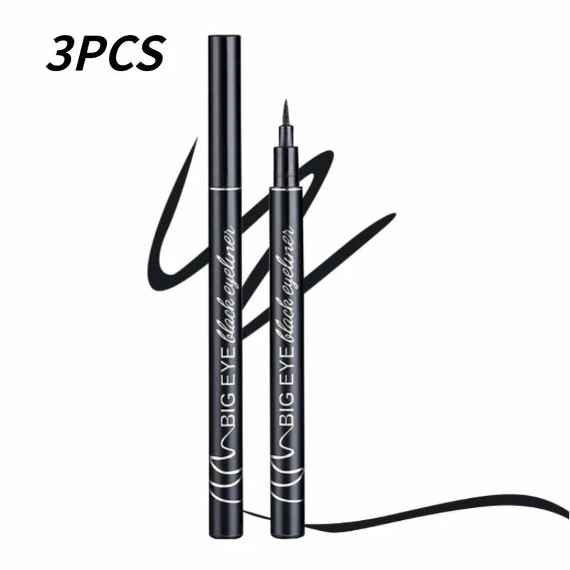 3 Stuks Eyeliner Zwarte Vloeibare Eyeliner Pen Waterdichte Snelle Droge Spons Hoofd Eyeliner Potlood Make-Up Voor Vrouwen Cosmetica Goedkoop