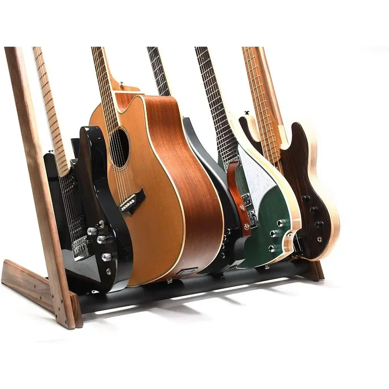 GR-2 Customisable 5 Way Multi Guitar Rack and Holder for Guitars and Cases Walnut