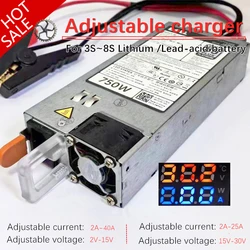 Voltage Current Adjustable Lifepo4 Lipo Li-ion Lithium Battery Charger 3.65V 4.2V 8.4V 12V 12.6V 14.6V 75A 50A Display 2S 3S 4S