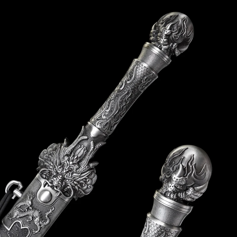 Chinese Han Sword 1060 High Carbon Steel Blade Real Full Tang Sharp Ready Battle Warrior Jian Dragon King Katana Swords - view 4
