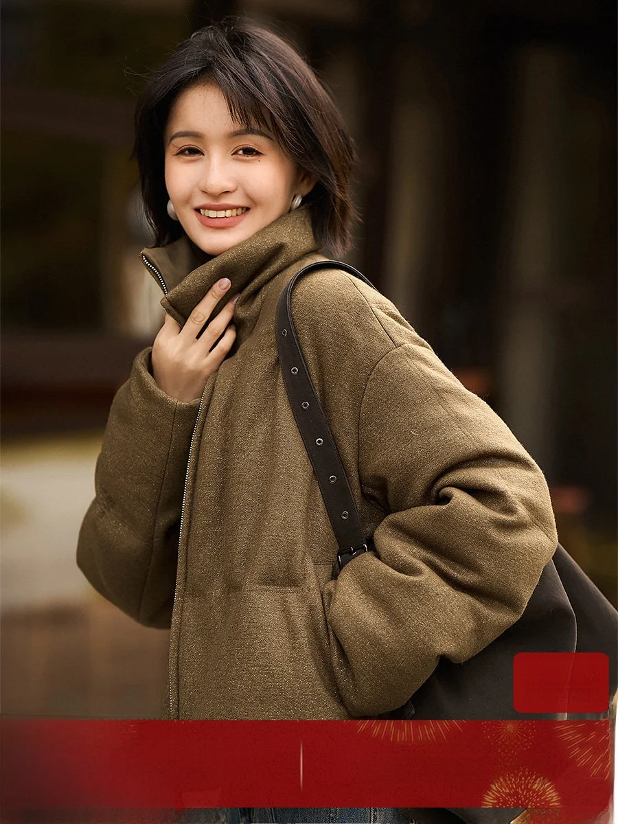 

Double-Sided Wear Faionable ort Goose down Jaet Women's Ele Sle 95% White Goose down Warmth Comfortable Spring