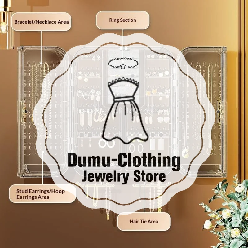 Wall-Mounted Large Capacity Jewelry Storage Box Earring Necklace Display Stand Elegant Ornate Jewelry Holder Nordic Style