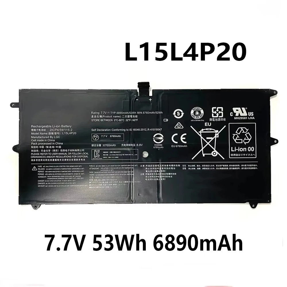

L15L4P20 L15M4P20 7.7V 53Wh 6890mAh laptop Battery For Lenovo YOGA 4S 900S-12ISK Rechargeable