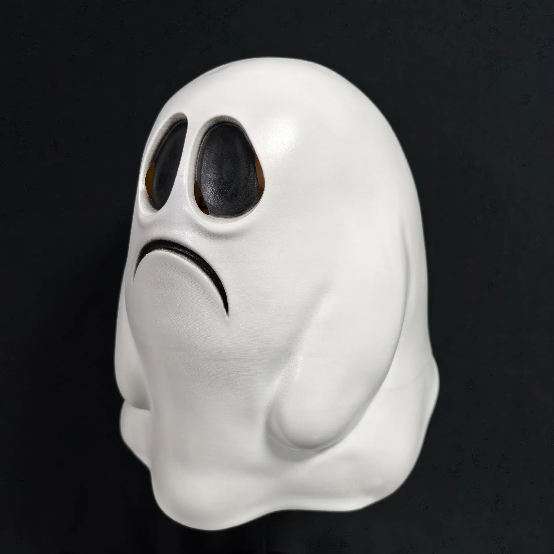 Trauriges Gesicht Weißer Geist Latex-Vollkopfmaske für Erwachsene Halloween Cosplay Kopfbedeckung Gruseliges Lustiges Geisterkostüm-Requisit für Karneval Themenparty – Detail 2