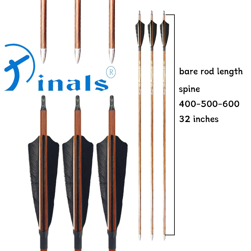 Wood Grain Pure Carbon Arrow ID 6.2mm 12pcs Straightness 0.003" Spine 400 500 600 For Archery Traditional Bow Hunting 6