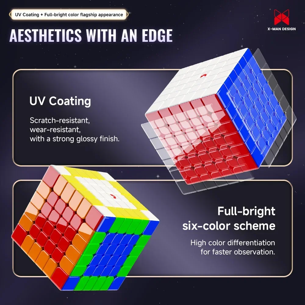 [CubeFun] QiYi XMD Shadow V3M UV 6x6x6 Cube de vitesse magique magnétique professionnel sans colle X-MAN jouets éducatifs cadeaux pour enfants